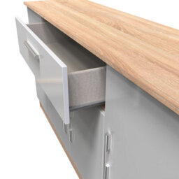 Trent Wide 4 Door 1 Drawer Sideboard In Grey & Bardolino Oak (Ready Assembled) - thumbnail 6