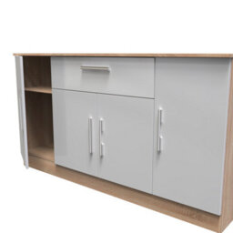 Trent Wide 4 Door 1 Drawer Sideboard In Grey & Bardolino Oak (Ready Assembled) - thumbnail 5