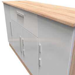 Trent Wide 4 Door 1 Drawer Sideboard In Grey & Bardolino Oak (Ready Assembled) - thumbnail 4