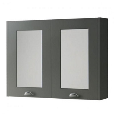Clifton Bathroom Mirror Cabinet 800mm Wide - Matt Grey - (Aberdeen) - image 1