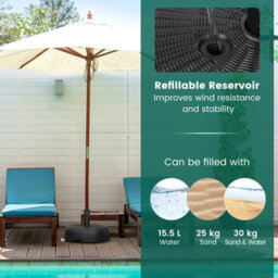 Costway Patio Water/sand Filled Parasol Stand Umbrella Base Holder Fit 38 & 48 mm Pole - thumbnail 8