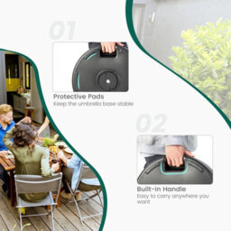 Costway Patio Water/sand Filled Parasol Stand Umbrella Base Holder Fit 38 & 48 mm Pole - thumbnail 9