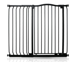 Safetots Extra Tall Curved Top Safety Gate, 107Cm - 116Cm, Matt Black, Extra Tall 100Cm In Height, Pressure Fit Stair Gate - thumbnail 1