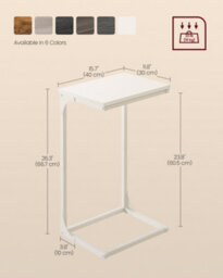LEDREM C-Shaped Side Table, Bedside Table, Sofa Side Table, With Metal Frame,for Living Room, Bedroom, Cream White Let353W77 - thumbnail 6