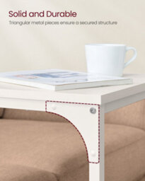 LEDREM C-Shaped Side Table, Bedside Table, Sofa Side Table, With Metal Frame,for Living Room, Bedroom, Cream White Let353W77 - thumbnail 7