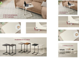 Vasagle C-Shaped Side Table, Bedside Table, Sofa Side Table, With Metal Frame,for Living Room, Bedroom, Cream White