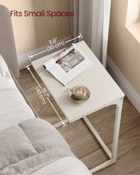 LEDREM C-Shaped Side Table, Bedside Table, Sofa Side Table, With Metal Frame,for Living Room, Bedroom, Cream White Let353W77 - thumbnail 5
