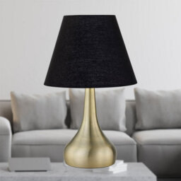First Choice Lighting Romana - Antique Brass Touch Operated Table Lamp With Black Shade - thumbnail 2