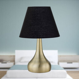 First Choice Lighting Romana - Antique Brass Touch Operated Table Lamp With Black Shade - thumbnail 3