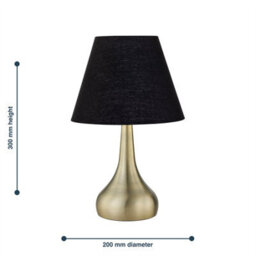 First Choice Lighting Romana - Antique Brass Touch Operated Table Lamp With Black Shade - thumbnail 4