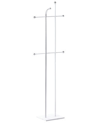 Wyld And Coco Silver Two-Pole Coat Rack 162 Cm, Freestanding With 6 Hooks For Hallway - image 1