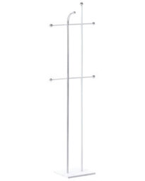 Wyld And Coco Silver Two-Pole Coat Rack 162 Cm, Freestanding With 6 Hooks For Hallway - thumbnail 1