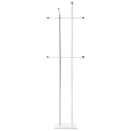 Wyld And Coco Silver Two-Pole Coat Rack 162 Cm, Freestanding With 6 Hooks For Hallway - thumbnail 3