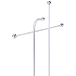 Wyld And Coco Silver Two-Pole Coat Rack 162 Cm, Freestanding With 6 Hooks For Hallway - thumbnail 5