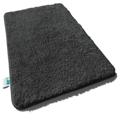 Floordirekt Sky Microfibre Bath Mat Soft 30mm Pile Non Slip Washable Bathroom Rug Black 95 X 95 X 2 Cm - image 1