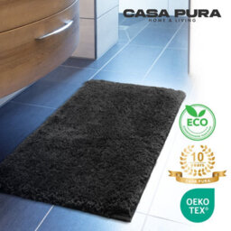 Floordirekt Sky Microfibre Bath Mat Soft 30mm Pile Non Slip Washable Bathroom Rug Black 95 X 95 X 2 Cm - thumbnail 3