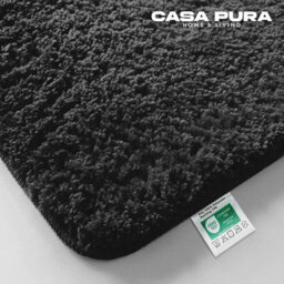 Floordirekt Sky Microfibre Bath Mat Soft 30mm Pile Non Slip Washable Bathroom Rug Black 95 X 95 X 2 Cm - thumbnail 2