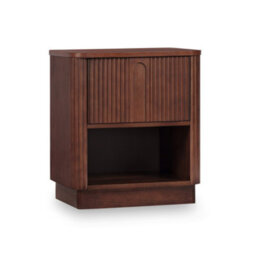 Teamson Home Reeded Bedside Table With Shelf And Push-Open Drawer, Walnut - thumbnail 2