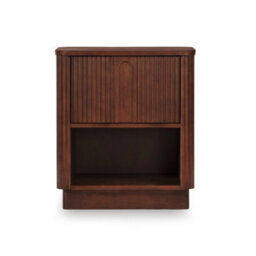 Teamson Home Reeded Bedside Table With Shelf And Push-Open Drawer, Walnut - thumbnail 3