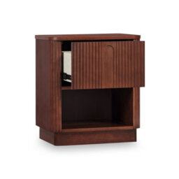 Teamson Home Reeded Bedside Table With Shelf And Push-Open Drawer, Walnut - thumbnail 6