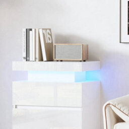 Modern White High Gloss 3 Drawer Cabinet Bedroom Bedside Table With Led Light - thumbnail 5