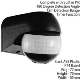 Ip44 Outdoor Wall Mounted Pir Light Switch 12M Range Motion Sensor 1000W Led - thumbnail 2