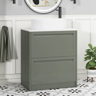 Royal Bathrooms Royal Bathroom Elmore 700mm Matt Green Freestanding Countertop Bathroom Vanity Unit 2 Drawer With Peak Basin - image 1