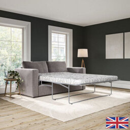 Oxford Grey Fabric 3-Seater Sofa Bed Convertible Design, Foam & Fibre Cushions, Glides For Easy Movement, Accent Pillows Included - thumbnail 1