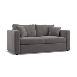 Oxford Grey Fabric 3-Seater Sofa Bed Convertible Design, Foam & Fibre Cushions, Glides For Easy Movement, Accent Pillows Included - thumbnail 6