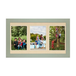 AK Frames 40X20Cm Green Modern Multi Photo Frame With Ivory Mount - Holds 3 Apertures (3X) 6X4 Photos - thumbnail 1