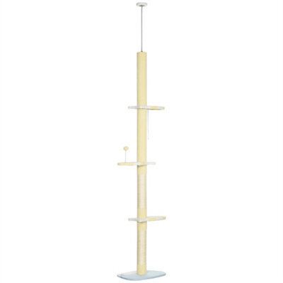 220-260Cm Kitten Tower, Multi-Layer Floor To Ceiling Cat Tree, Yellow - image 1