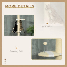 220-260Cm Kitten Tower, Multi-Layer Floor To Ceiling Cat Tree, Yellow - thumbnail 3