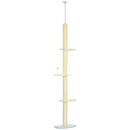 220-260Cm Kitten Tower, Multi-Layer Floor To Ceiling Cat Tree, Yellow
