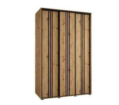 Arte Cannes Vi Sliding Door Wardrobe In Oak Artisan - Premium Laminated Board - Pvc-Finished Edges - W150Cm X H205Cm X D60Cm - image 1
