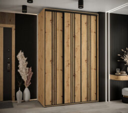 Arte Cannes Vi Sliding Door Wardrobe In Oak Artisan - Premium Laminated Board - Pvc-Finished Edges - W150Cm X H205Cm X D60Cm - thumbnail 2