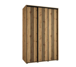 Arte Cannes Vi Sliding Door Wardrobe In Oak Artisan - Premium Laminated Board - Pvc-Finished Edges - W150Cm X H205Cm X D60Cm - thumbnail 1