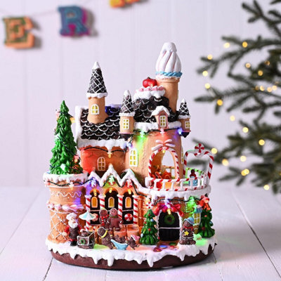 Widdop Led Gingerbread House With Rotating Characters Battery Operated 30Cm - image 1