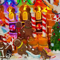 Widdop Led Gingerbread House With Rotating Characters Battery Operated 30Cm - thumbnail 4