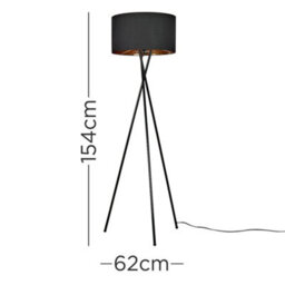 Valuelights Camden Black Tripod Floor Lamp With Black/gold Shade - thumbnail 4