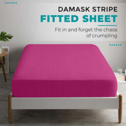 Oxford Homeware Pink Satin Stripe Fitted Sheet 40Cm Extra Deep Pocket Easy Care Bedding Sheet (W)137Cmx(L)191Cm (Double) - thumbnail 5