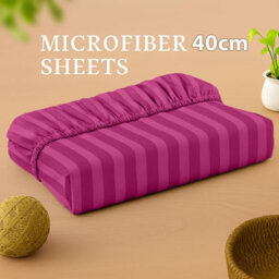 Oxford Homeware Pink Satin Stripe Fitted Sheet 40Cm Extra Deep Pocket Easy Care Bedding Sheet (W)137Cmx(L)191Cm (Double) - thumbnail 9