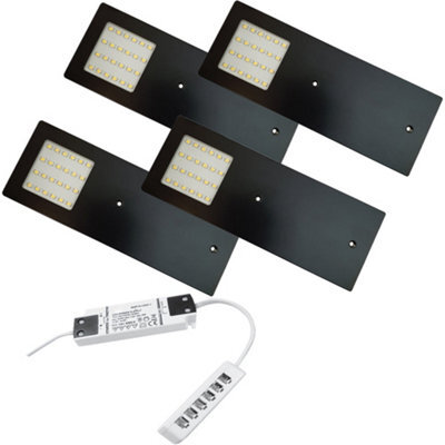 4X Matt Black Ultra-Slim Under Cabinet Kitchen Lights With Led Driver Kit - Bright Natural White - image 1