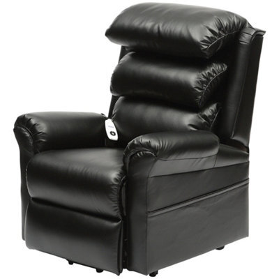 Loops Ergonomic Black Wall Hugging Rise And Recline Lounge Chair With Easy Clean Pu Leather - image 1