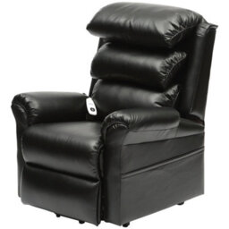 Loops Ergonomic Black Wall Hugging Rise And Recline Lounge Chair With Easy Clean Pu Leather