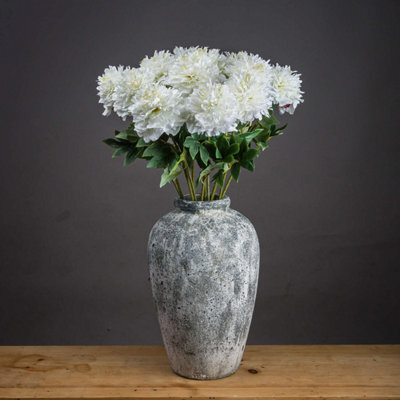 Classic Peony Artificial Plant (Single Stem) - Fabric/plastic - L13 X W13 X H69 Cm - White - image 1