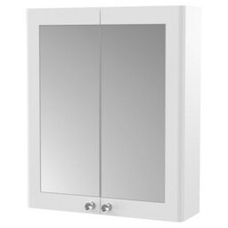 FNX Bathrooms Heritage 600mm 2 Door Satin White Wall Hung Mirror Cabinet Traditional 715mm