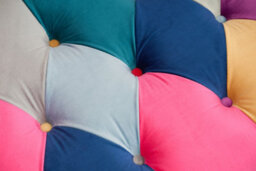Multicoloured Velvet Patchwork 2 Seater Scroll Arm Chesterfield Sofa - thumbnail 6
