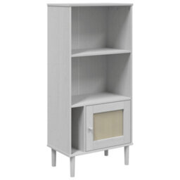 Berkfield Modern Bookcase Senja Rattan Look White 60X35X130 Cm Solid Wood Pine