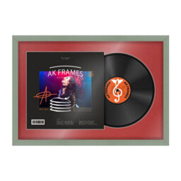 "AK Frames 25X17"" Green Classic Vinyl Record Frame With Crimson Mount For 12 Inch Lp Cover & Disc - Overlapped Design" - thumbnail 1