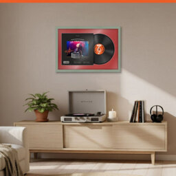 "AK Frames 25X17"" Green Classic Vinyl Record Frame With Crimson Mount For 12 Inch Lp Cover & Disc - Overlapped Design" - thumbnail 8